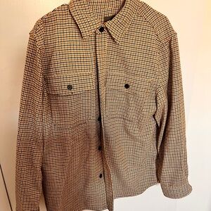 H&M Men's Tan and Black Checkered Shirt Jacket